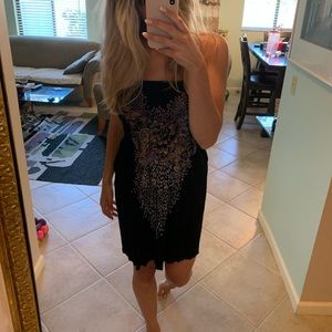 Strapless summer black dress